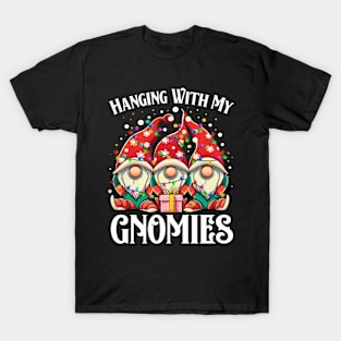 Funny Christmas Gnome Hanging With My Gnomies Family Pajamas T-Shirt